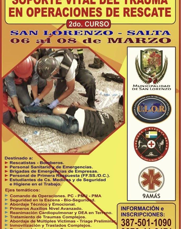 San Lorenzo será sede del curso de Soporte Vital de Trauma en Operaciones de Rescate