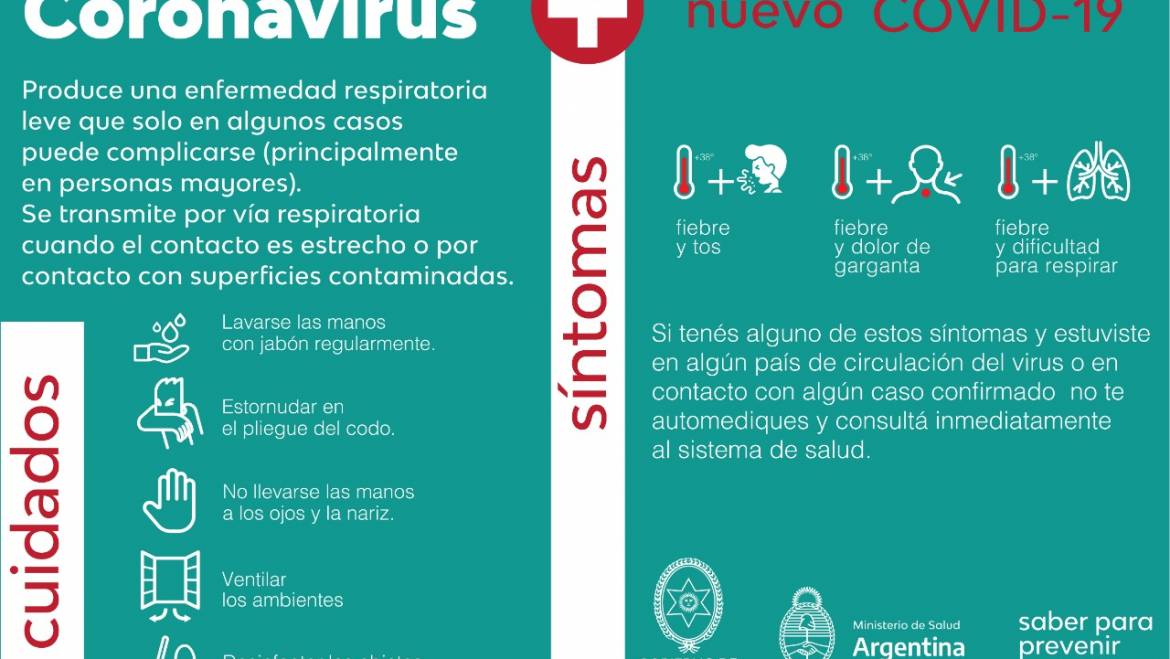 Recomendaciones de Salud Pública para prevenir infecciones por coronavirus