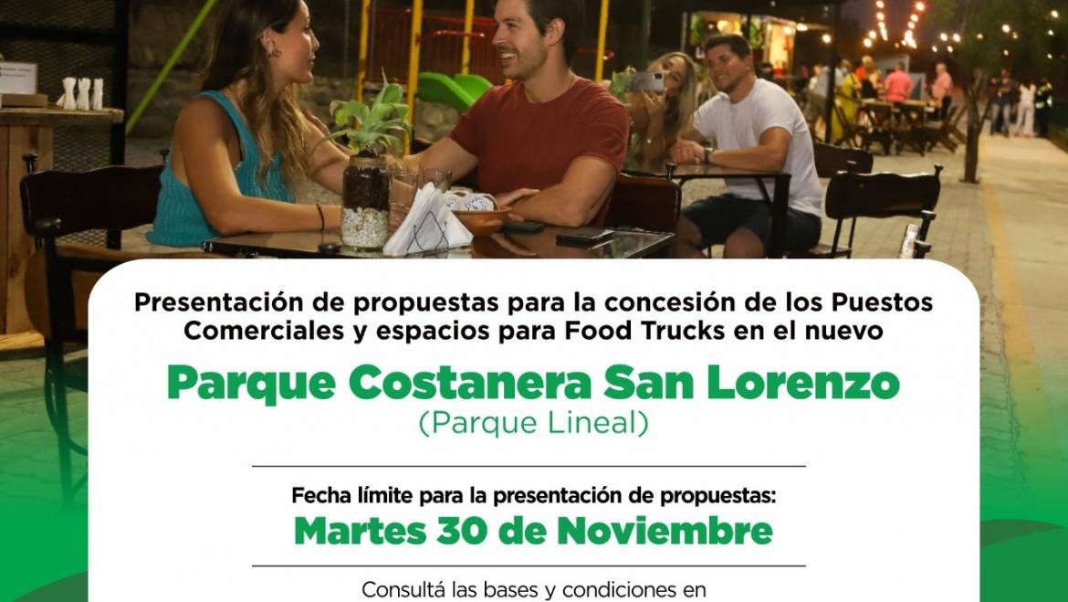 Nueva Convocatoria para la concesión de puestos comerciales y espacio para food trucks en el Parque Costanera San Lorenzo